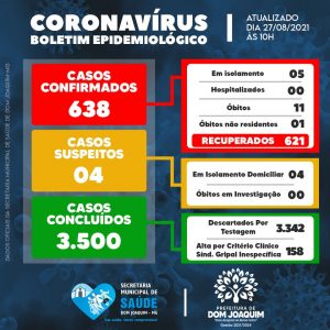 SITUAÇÃO EPIDEMIOLÓGICA DA PANDEMIA DO NOVO CORONAVIRUS (COVID-19) EM DOM JOAQUIM MG