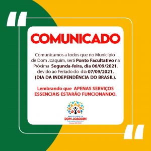Read more about the article Comunicado referente ao Feriado da Independência do Brasil.