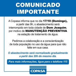 ATENÇÃO: Comunicado da Copasa!