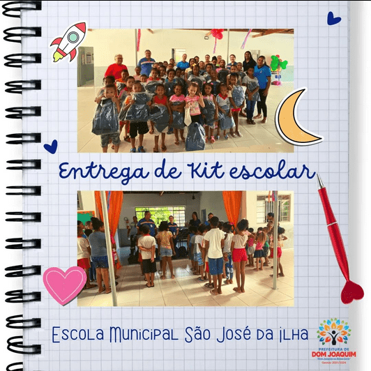 Read more about the article Os alunos da Escola Municipal ” São José da Ilha” foram beneficiada com a doação de 50 kits de material escolar.
