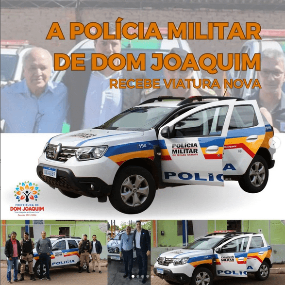 A Polícia Militar local recebe viatura nova para tornar ainda mais eficiente os serviços de segurança no município.