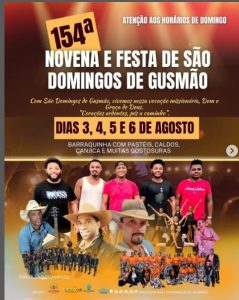 Read more about the article 154° Festa de São Domingos de Gusmão  Venham participar conosco!